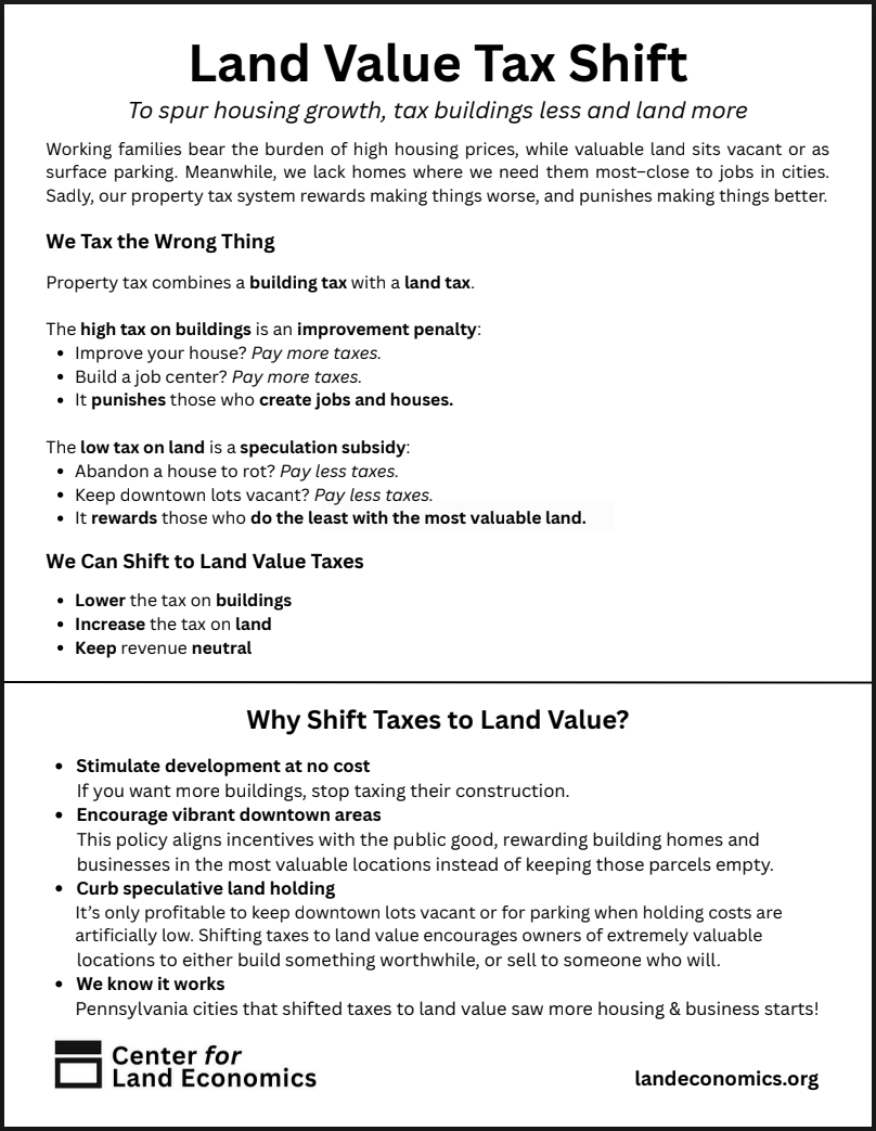 Land Value Tax Shift One-Pager Black and White preview