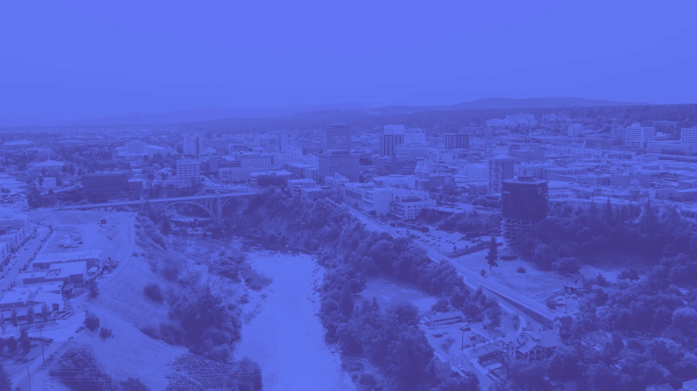 Aerial view of downtown Spokane, Washington